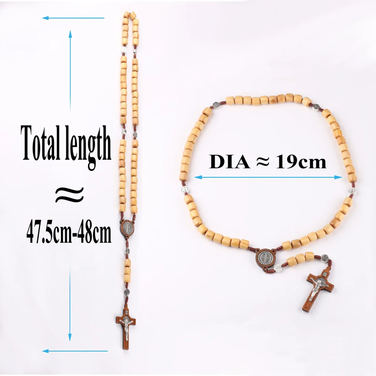 Catholic Rosary Crucifix Cross Pendant Religious Necklace Unisex Wooden Jesus Prayer Beads Rosaries Easter Gift Church Souvenirs - Image 3