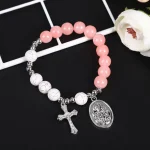 Christian Bracelets Catholicism Religion Jewelry Pendant Cross Virgin Mary Magnesite Ore and Powder Crystal - Image 3