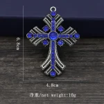 Blue Cross Catholic Church Gift Metal Keychain Diamond-encrusted for Men and Women - Image 5