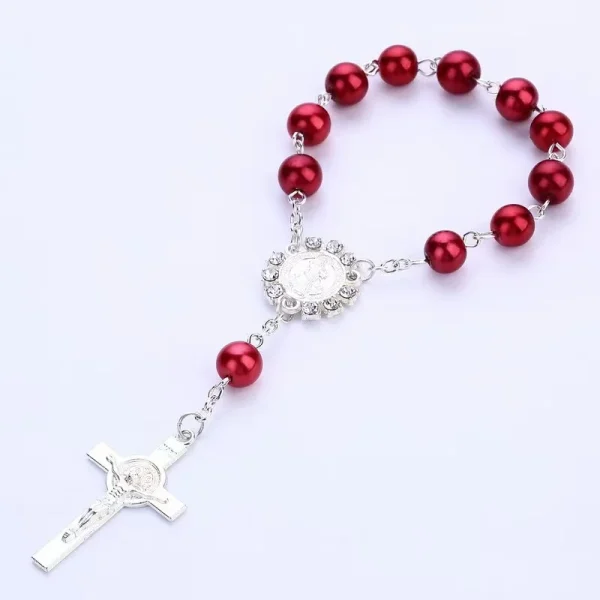 Religion Wedding Pray First Communion Baptism Zinc Alloy Silver Cross Pendant Rosary Charm Bracelet Catholic Unisex