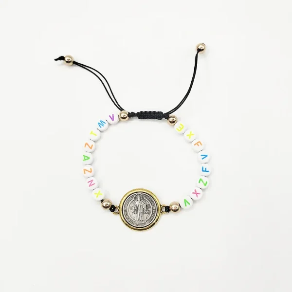 Saint Benedict Rosary Prayer Bracelet Adjustable String Saint Benedict Rosary Bracelet Turquoise Beaded Bracelet