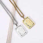 Retro Square Guadalupe Virgin Mary Prayer Necklace Hot-Selling Stainless Steel Medal Cross for Men Women - Image 3