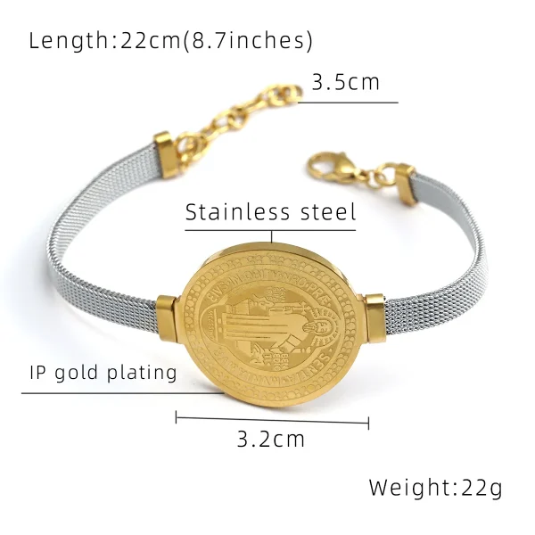 Mecrt Stainless Steel Saint Benedict Bracelet Fashion Titanium Steel Exorcist Catholicism Holy Father Our LadyJewelry Wh