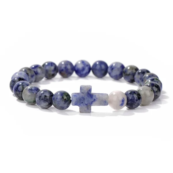 Winter Retro Cross Beads Bracelet Gem Versatile Multi-Color Pearl Beads Religious Style Trendy Gift for Bracelet