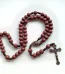 Modern Chaplets Red Large Wooden Handcrafted Catholic Rosary Beads Cross Necklace Religious Gift Antique Silver Plated