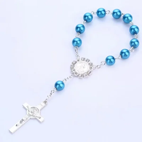 Religion Wedding Pray First Communion Baptism Zinc Alloy Silver Cross Pendant Rosary Charm Bracelet Catholic Unisex