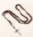Catholic Custom Rosary Beads 8*10mm Wooden Beads Cross Jesus Saint Necklace Jewelry Christianity Rosaries Gift Making Su