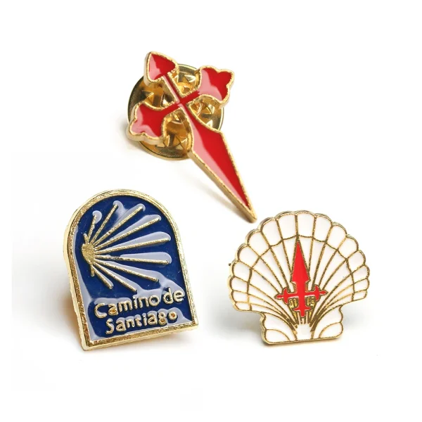 Colorful Santiago De Compostela the Pilgrim’s Way Brooch Metal Church Clothing Accessories with Engraved Jewelry W