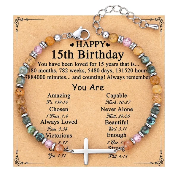 Hot Selling Cross Charm Bracelet Women Stone Bangle Wholesale Trendy Christian Jewelry Friends Family Gift