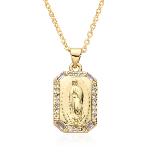 Golden Religious Pendant Virgin Mary Religious Pendant Necklace Popular Fashion Jewelry