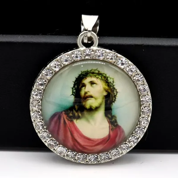 Zinc Alloy Catholic Saint Charm Pendant for Religious Round Jesus Angel Madonna Pendant