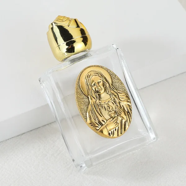 Mecrt Catholic Holy Water Bottle Rose Flower Crystal Glass Container Ornament New Hot Christmas Carved Design