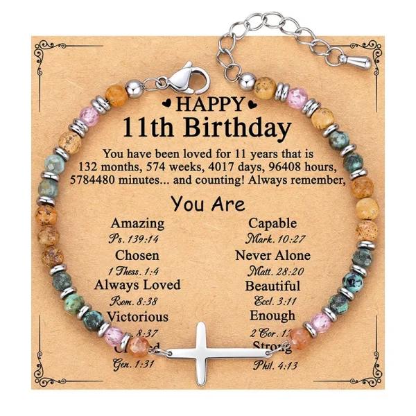 Hot Selling Cross Charm Bracelet Women Stone Bangle Wholesale Trendy Christian Jewelry Friends Family Gift
