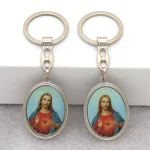Metal Oil Painting Necklace Jewelry Catholic Jesus Pattern Pendant Key Chain Mobile Phone Decoration Pendant Key Chain - Image 2