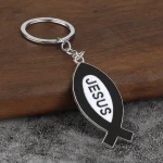 Wholesale Retail Creative Cartoon Metal Carabiner Keychain Accessories Jesus Fish Pendant Catholic Keychain Gift - Image 3