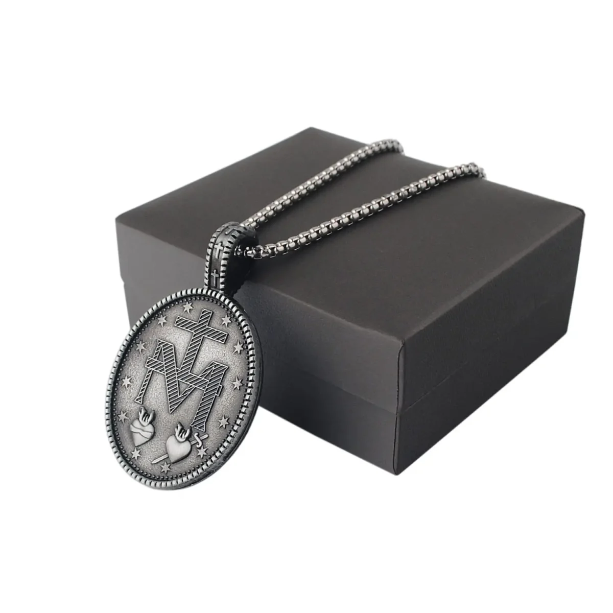 Euro-american Virgin Mary Zinc Alloy Religious Pendant Hip Hop Punk Goth Strand Snake Bone Chain Neutral Color Necklace - Image 5