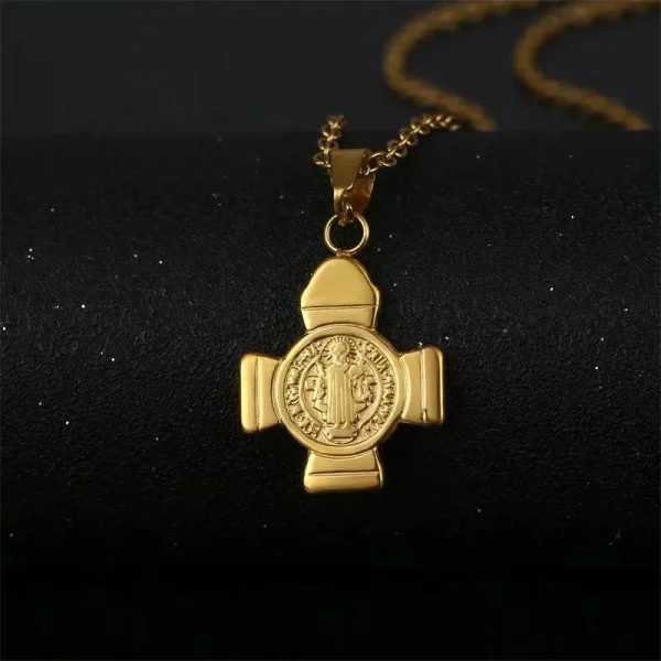Wholesale Stainless Steel Catholicism Saint Benedict the Exorcist Religious Beaded Necklace Gift for Unisex