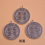 5*4.4cm Antique Silver Saint Benedict Medal Black Nickle Plated Sister of Carmel St. Christian Sacramental Benedict Medal - Image 2