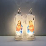 Mecrt Catholic Candles Home Religious Acrylic Simulation LED Light Electronic Wax Hand Carved Plastic for Christmas - Image 2
