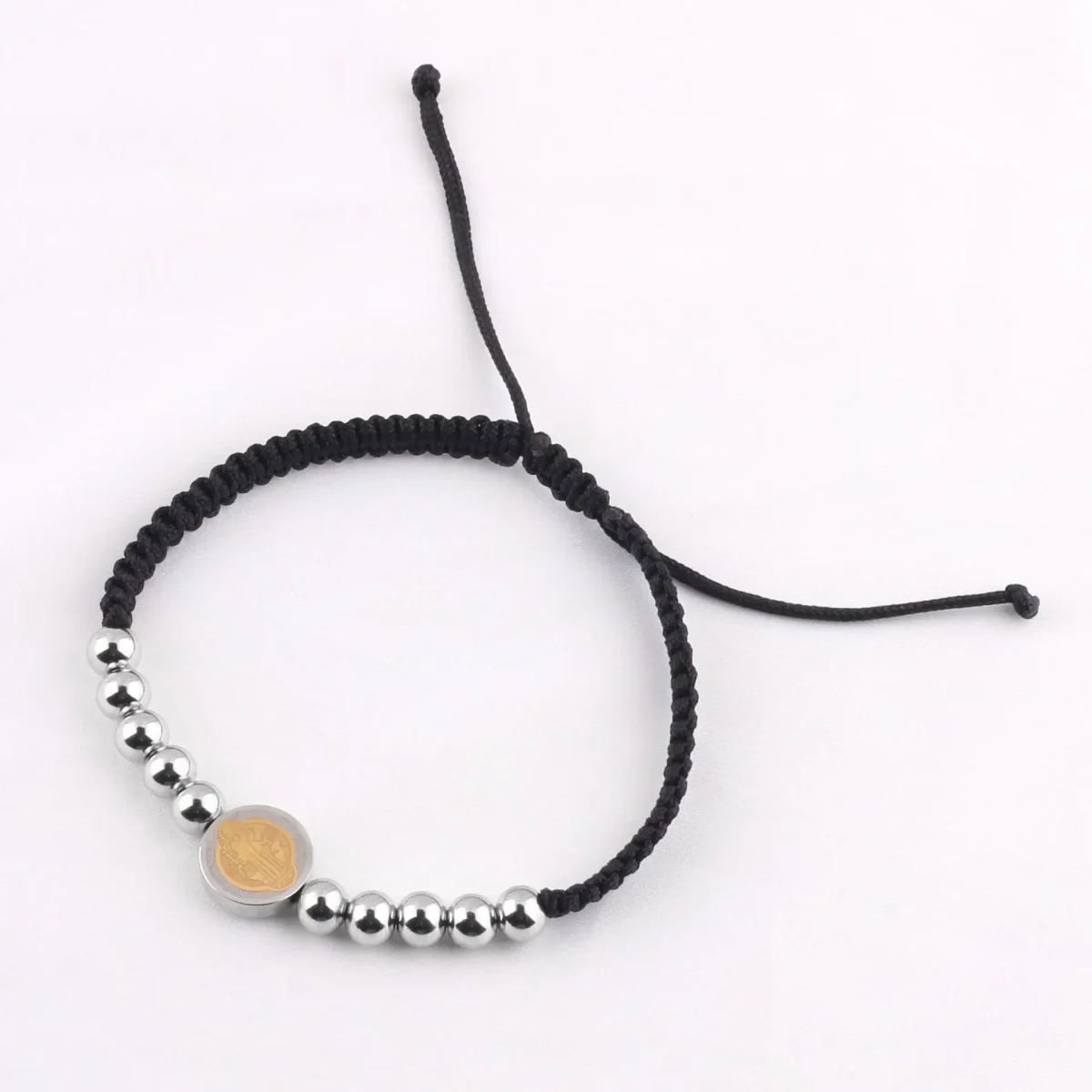 Catholic Saint Benedict Ornament Stainless Steel Braided Rope Beaded Cross Bracelet Hot-Selling Wear-Resistant Waterproof - Image 3