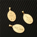 Hot Sale Religious Pendant Stainless Steel Cross Pendant Gold Plated Statement Virgin Mary Pendant Necklace - Image 4