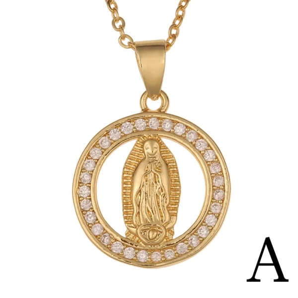 Religious Jewelry 18K Gold Plated CZ Virgin Mary Pendant Necklace Birthday Wedding Necklace Gifts for Women