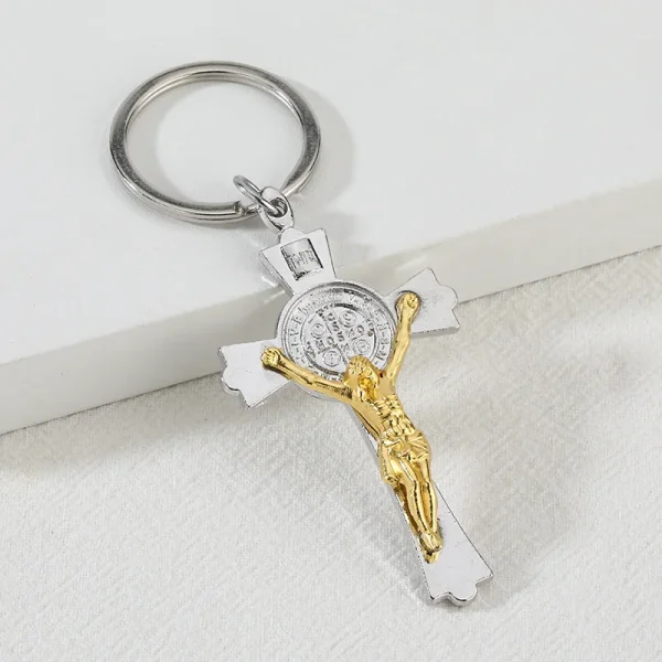 Catholic Creative Retro Alloy Keychain Pendant Retro Jewelry Accessories Jesus Gold and Silver Pendant Accessories Whole