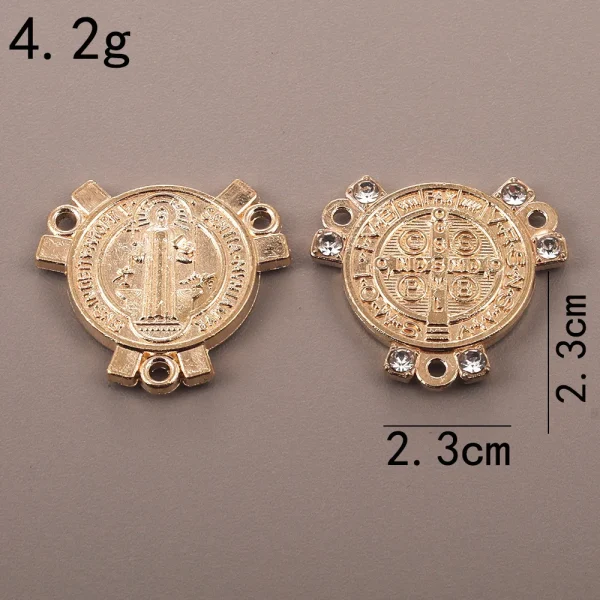 Accessories for Catholic rosary three-hole connector center piece, vintage metal jewelry pendant