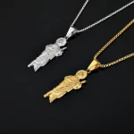 Mecrt Classic Vintage Stainless Steel Gold Plated God Pendant Necklace Religious Jewelry - Image 3