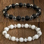 Hot Sale Geometric Cross Natural Stone Bracelet Men's Women's Couple Fashion All-match Niche Elastic - Image 2