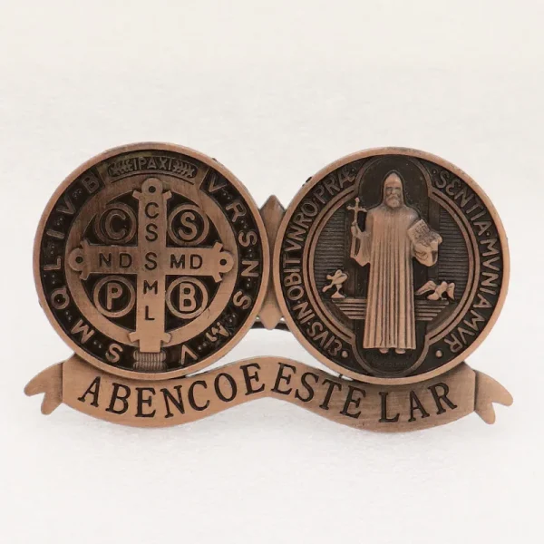 Hot-Selling Mecrt Retro Metal Home Decor Religious St. Benedict Badge Source for Car Desktop Catholic Ornament Mainly Al