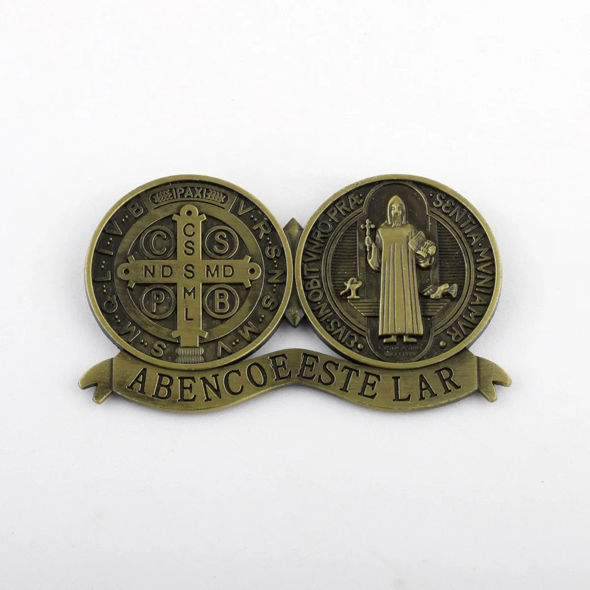 Hot-selling Home Display Metal Saint Benedict Figurine Hand-carved Engraving Benedictine Religion Gift - Image 2