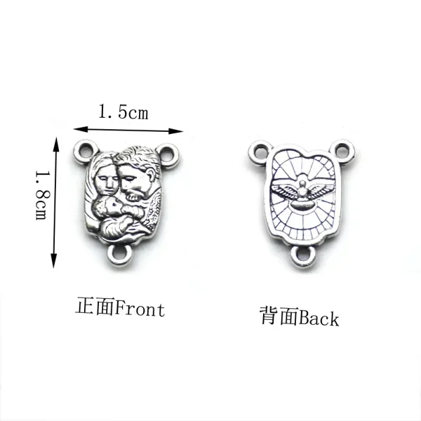 1.5*1.8cm Holy Family Cross Zinc Alloy Antique Silver Plated Religious Style Center Piece for Catholic Rosary Making