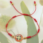Catholic Red Rope Woven Saint Benedict Bracelet St. Benedict Bracelet Religious Virgin Mary Bracelet in Stock - Image 3