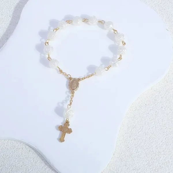 Baby Baptism Rose Rosary Beads Communion Gift Wedding Return Finger Chain Party Gift