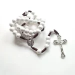 St Benedict Medal Religious Rosary 10mm Wood Beads Cross Necklace Catholic Rosaries - Image 4