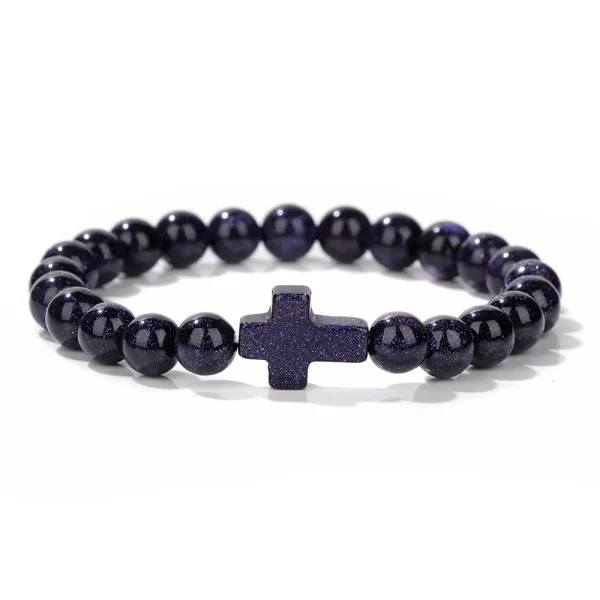 Winter Retro Cross Beads Bracelet Gem Versatile Multi-Color Pearl Beads Religious Style Trendy Gift for Bracelet