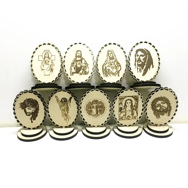 Mecrt Solid Wood Hollow Carved Reiligious Prayer ICONS Car Home Decoration Table Ornaments Souvenir Crafts Gifts Home De