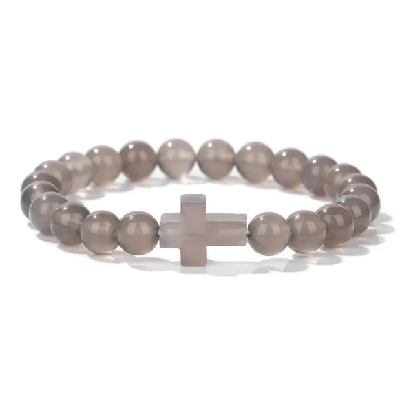 Winter Retro Cross Beads Bracelet Gem Versatile Multi-Color Pearl Beads Religious Style Trendy Gift for Bracelet