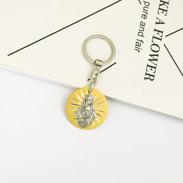 Catholic Virgin Mary Jesus Creative Jewelry Pendant Bag Keychain Zinc Alloy 3.7cm*3.7cm 4g Car Keychains