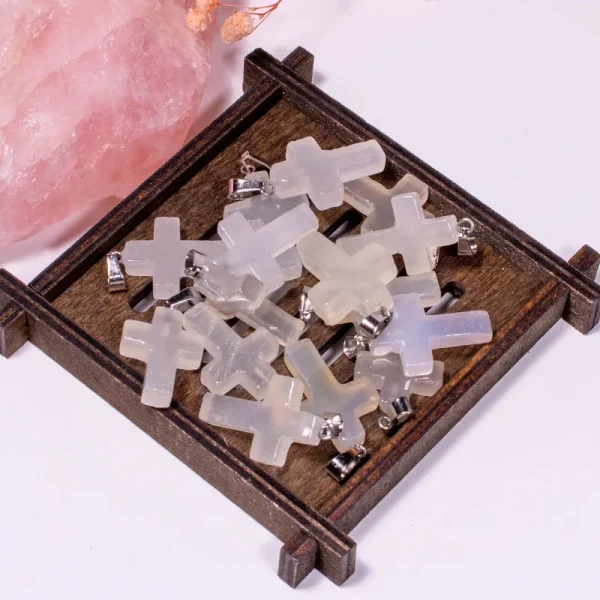 Catholic Exclusive Red Agate Pink Quartz Obsidian Crystal Pendant Necklace Natural Stone Craft Factory Wholesale Jewelry