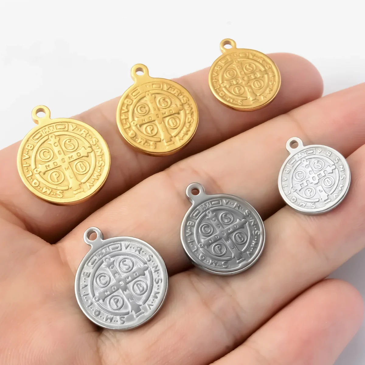 Catholic Stainless Steel Three-dimensional Pendant St. Benedict Exorcism Prayer Holy Relic DIY Jewelry Accessories - Image 4