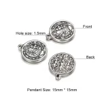 Catholic Saint Benedict Coin Pendant Stainless Steel Round Saint Benedict of Nursia 15mm*15mm Jewelry Accessories Wholesale - Image 3