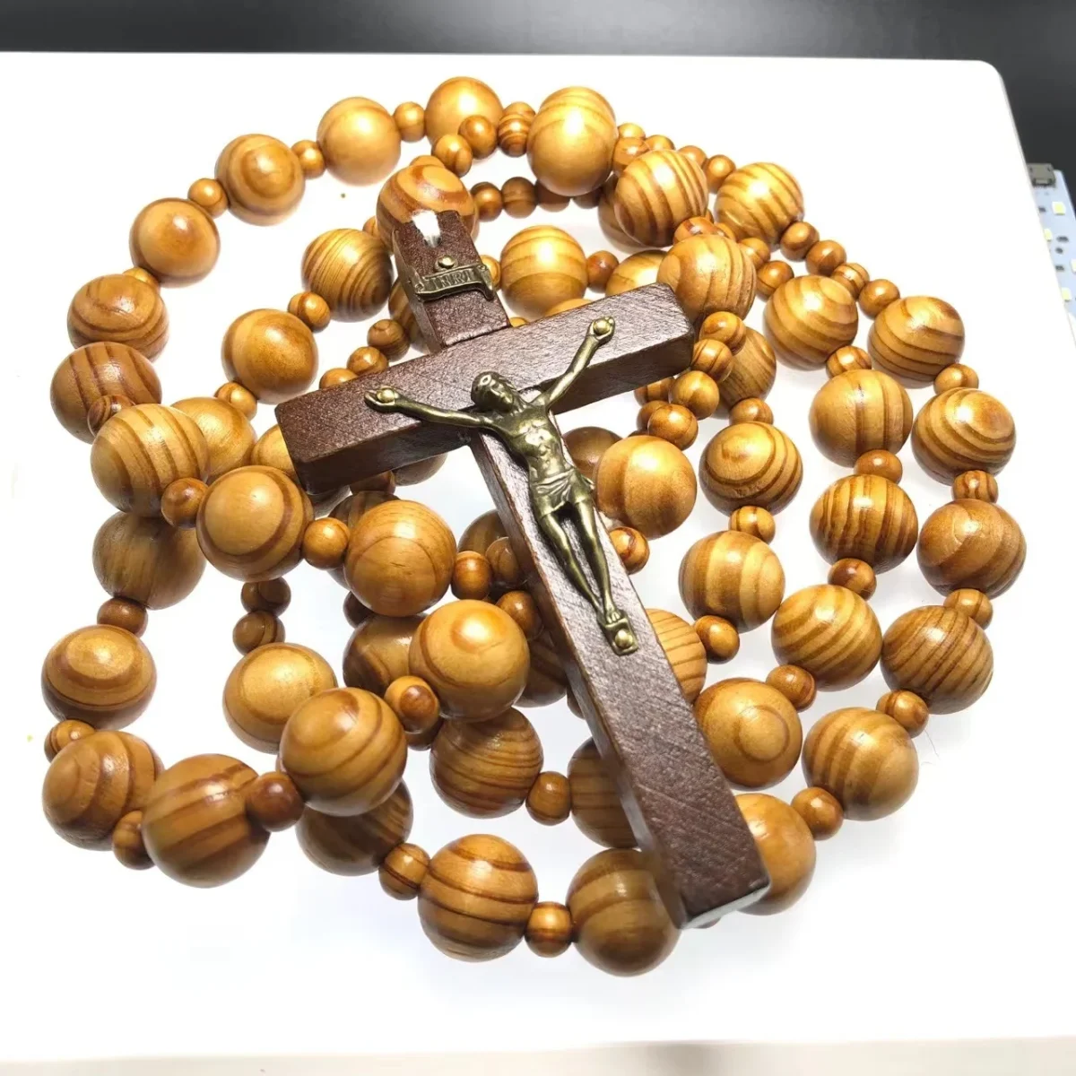 Wood Beads Decoration Hanging Wall Rosary Beads Over-sized Cross Church Wooden Beads Rosary Necklace Wall Rosary - Image 2