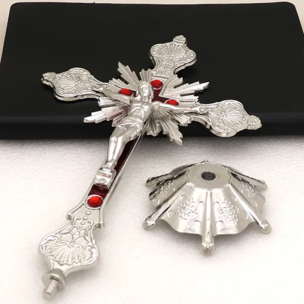 Catholic Crucifix Retro Metal Craft Angel Figurine Engraved Ornaments for Home Office Decoration Retail Spot Supply Whol