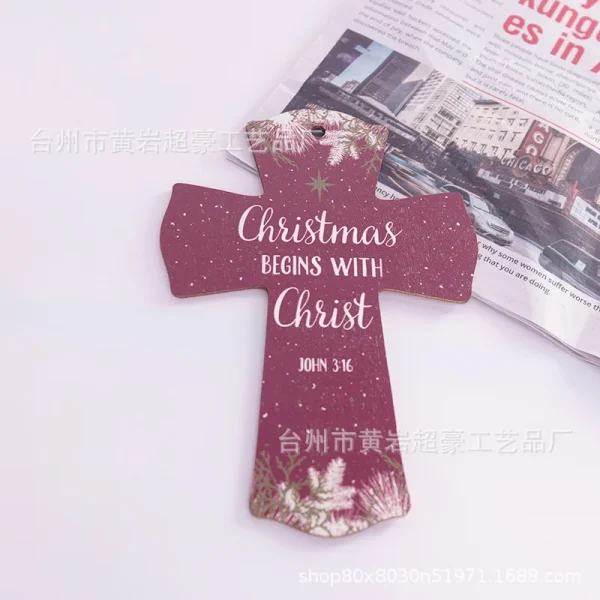 Mecrt Creative Easter DIY Pendant New Home Decoration Wooden Cross Crafts Religious Style with Main Material Jewelry