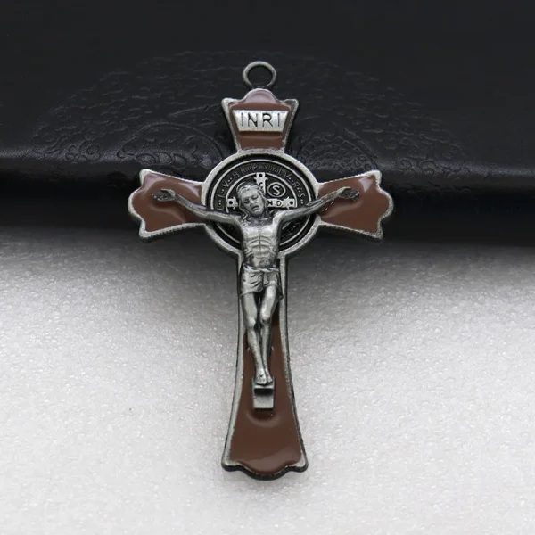 Mecrt Cross Jesus Pendant 7.5*4.5cm Church Catholic Christian Religion Saint Benedict Retro Cross INRI Multiple Colors J