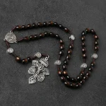 [in Stock] Catholic Cross Rosary Necklace Christianity Pardon Pendant 8*10mm Easter Atonement Souvenir Forgive Jewelry Wholesale - Image 3