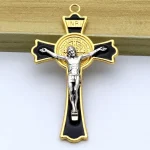 Mecrt Cross Jesus Pendant 7.5*4.5cm Church Catholic Christian Religion Saint Benedict Retro Cross INRI Multiple Colors Jewelry