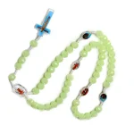 Catholic Christian Rosary Rose Noctilucent Bead Cross Necklace 10mm Glowing Prayer Church Jesus Pendant Jewelry Easter Gifts - Image 3